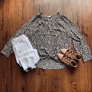 LOFT Cheetah Button Down Blouse